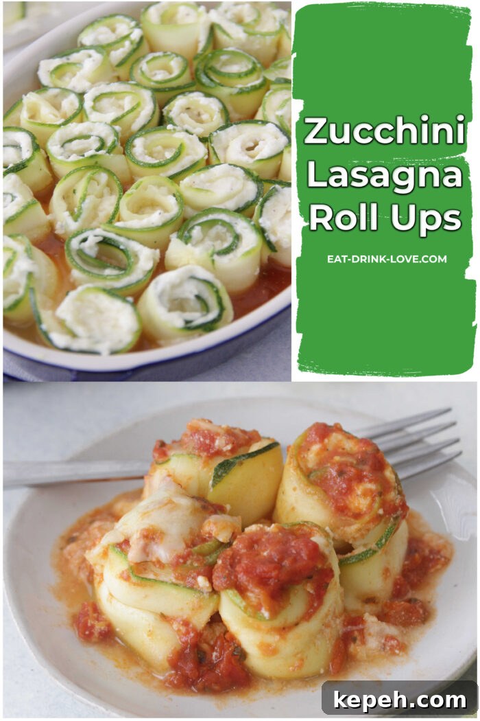 Zucchini Lasagna Roll-Ups with Ricotta & Marinara 8 Zucchini Lasagna Roll Ups