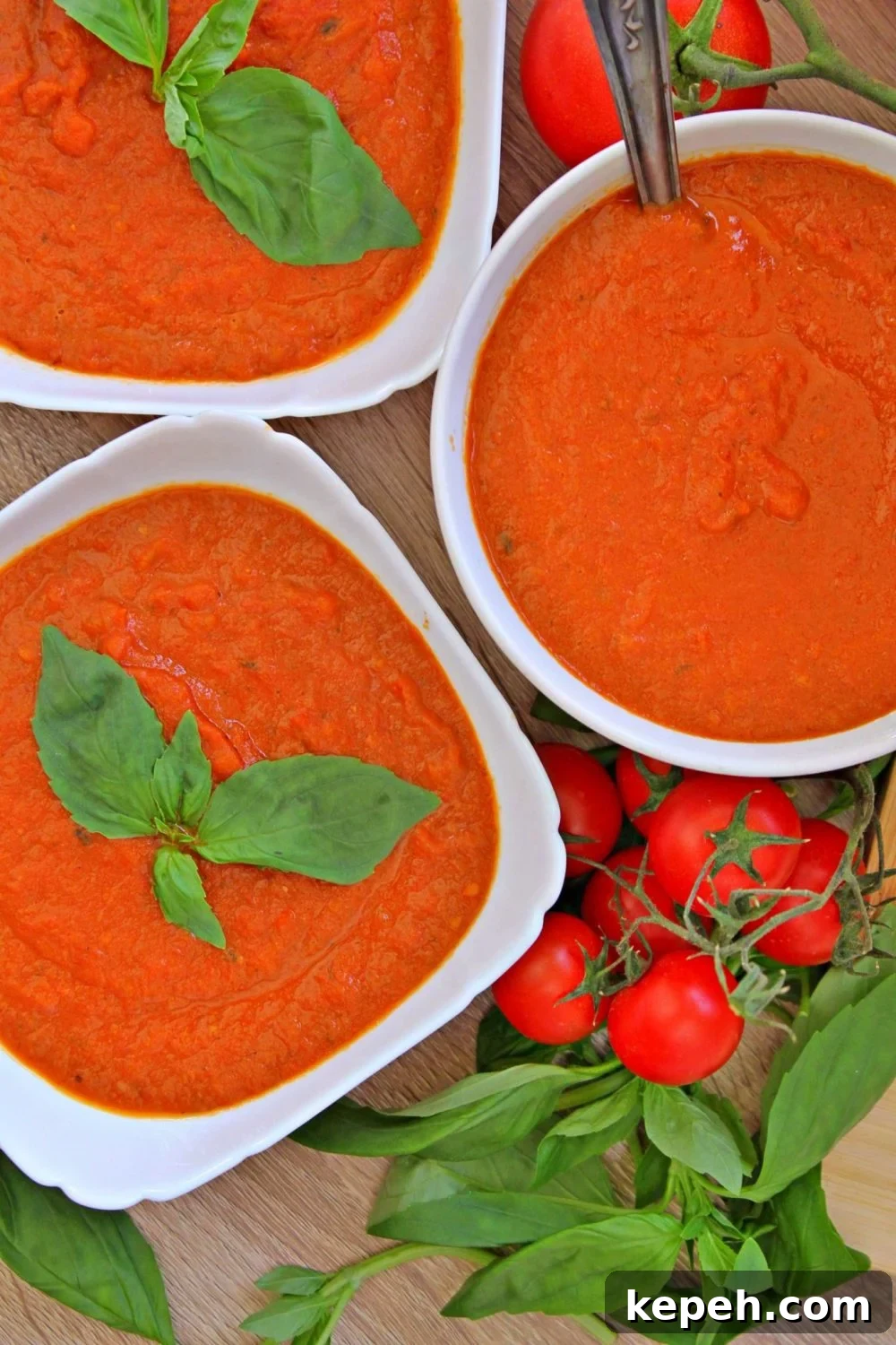 Creamy Tomato Basil Soup Recipe for Cozy Weeknight Meals 2 easy tomato basil soup in white bowls
