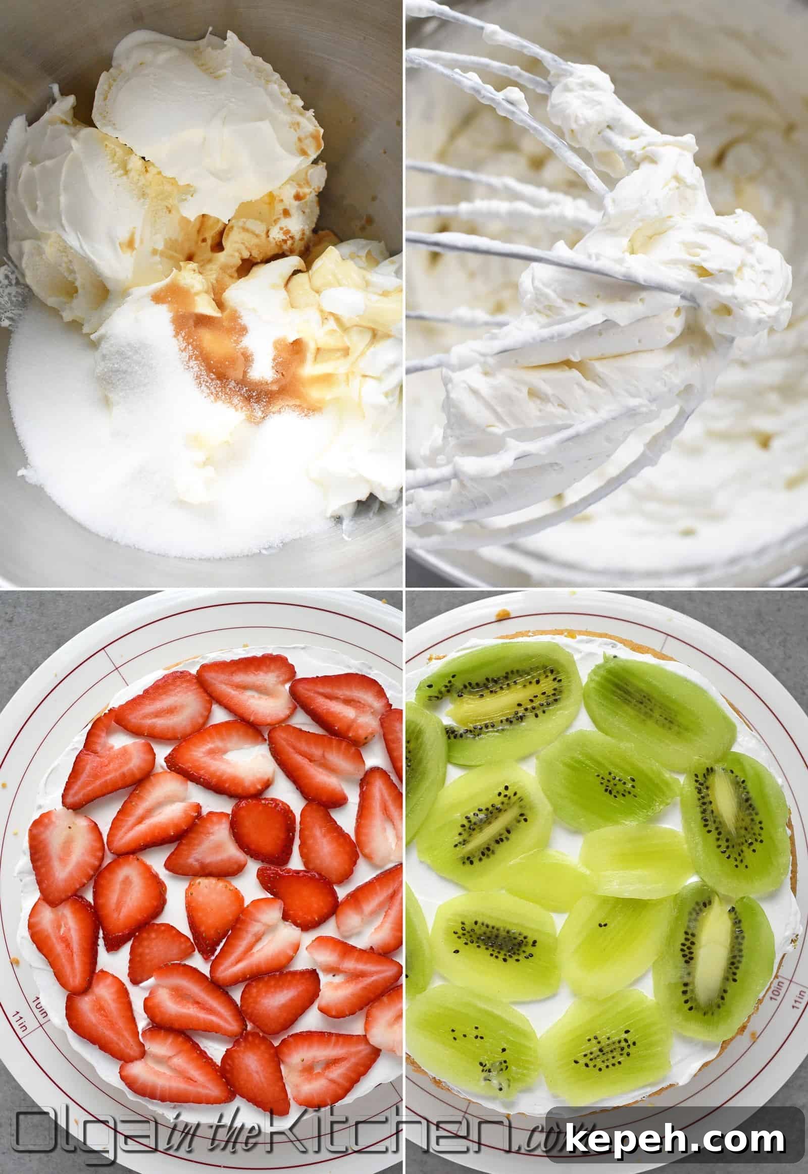 Strawberry and Kiwi Layer Cake Recipe: Light Summer Dessert 8 how to make sour cream frosting