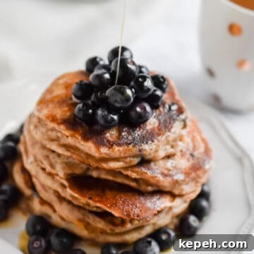 Fluffy Blueberry Buttermilk Pancakes with Maple Syrup 5 Blueberry Buttermilk Pancake