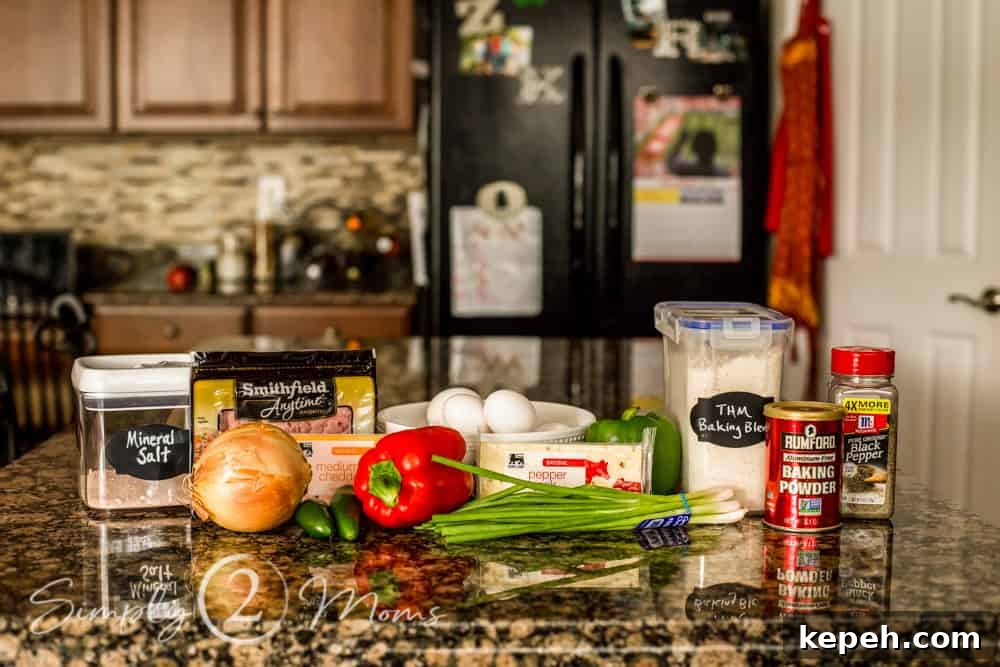 all ingredients needed to make the low carb southwest breakfast biscuits