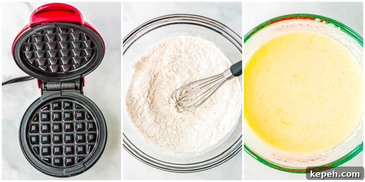 Crispy Dash Waffle Maker Recipes for Quick Breakfasts 5 The preheated wafle maker and the batter mixed in bowls.