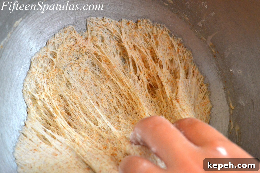 Webs if Pizza Dough in Mixing Bowl
