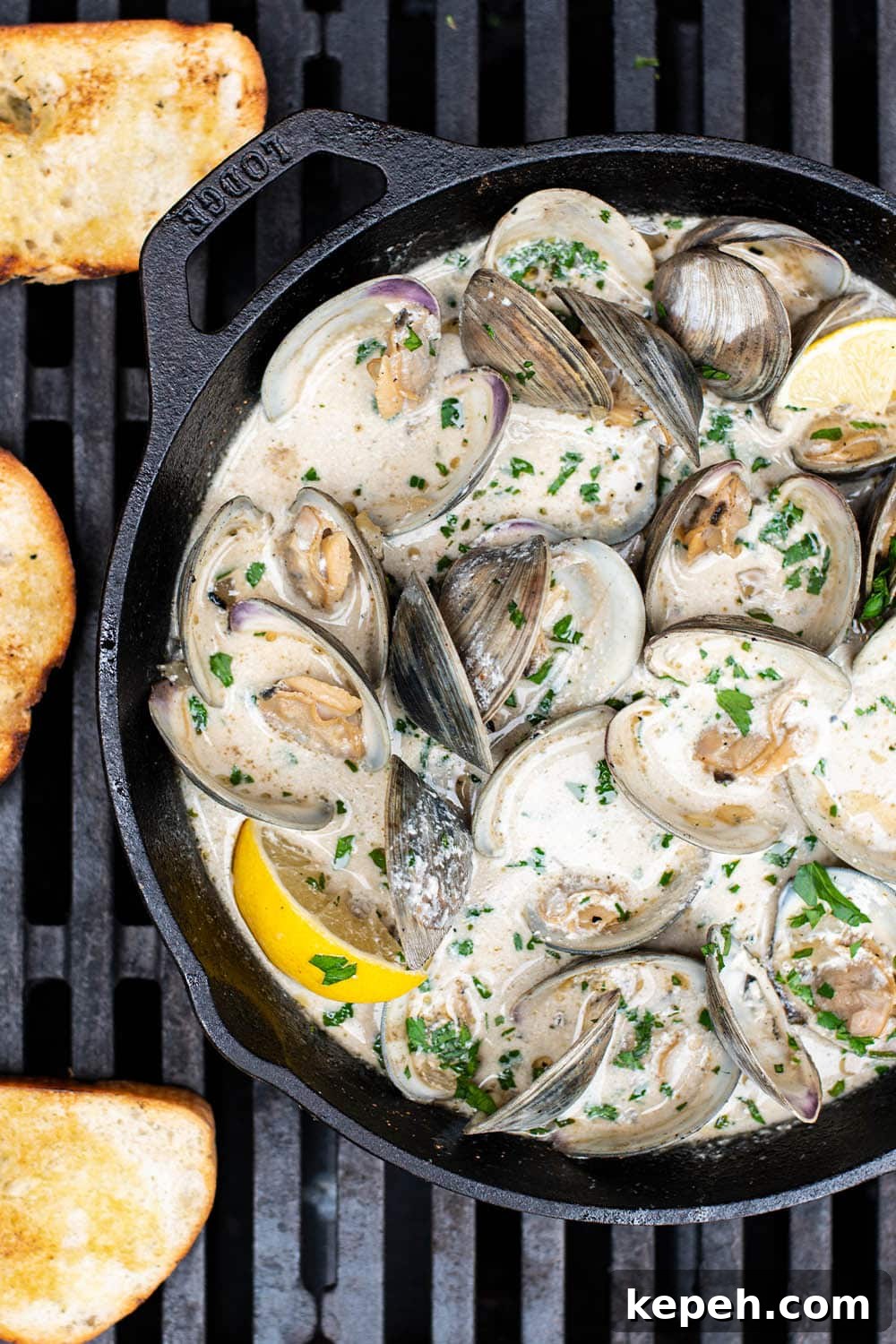 Creamy Beer Steamed Clams with Grilled Bread Recipe