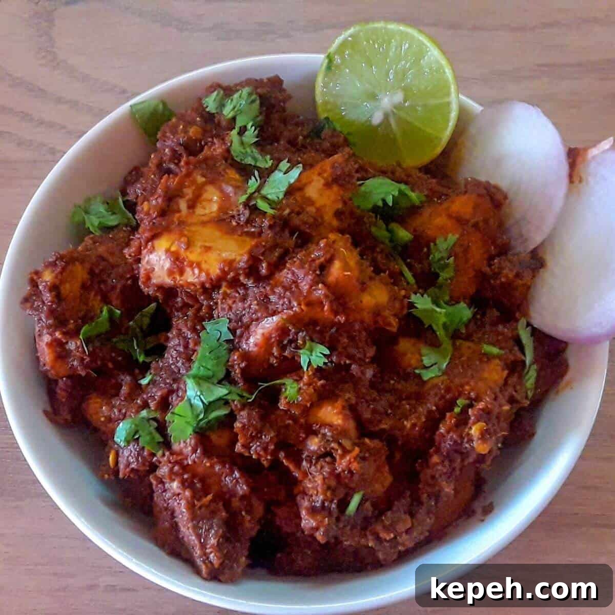 chicken sukka served in a bowl.