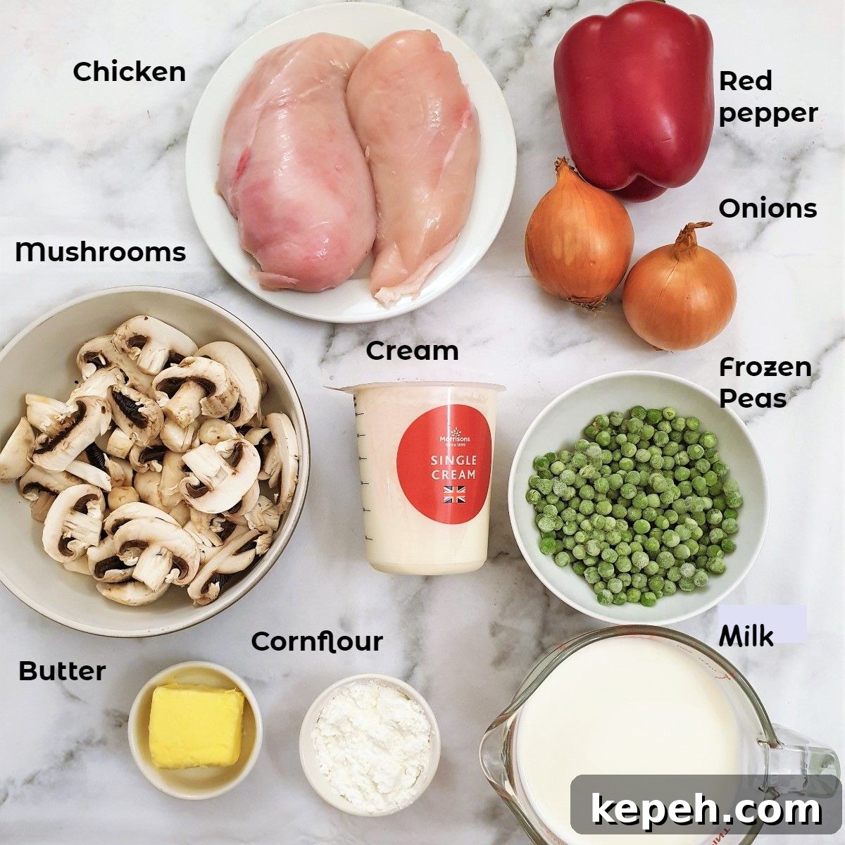 Classic Chicken à la King Recipe: Creamy One-Pot Dinner 4 Ingredients for chicken a la king.