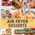 COLLAGE OF AIR FRYER DESSERT IMAGES
