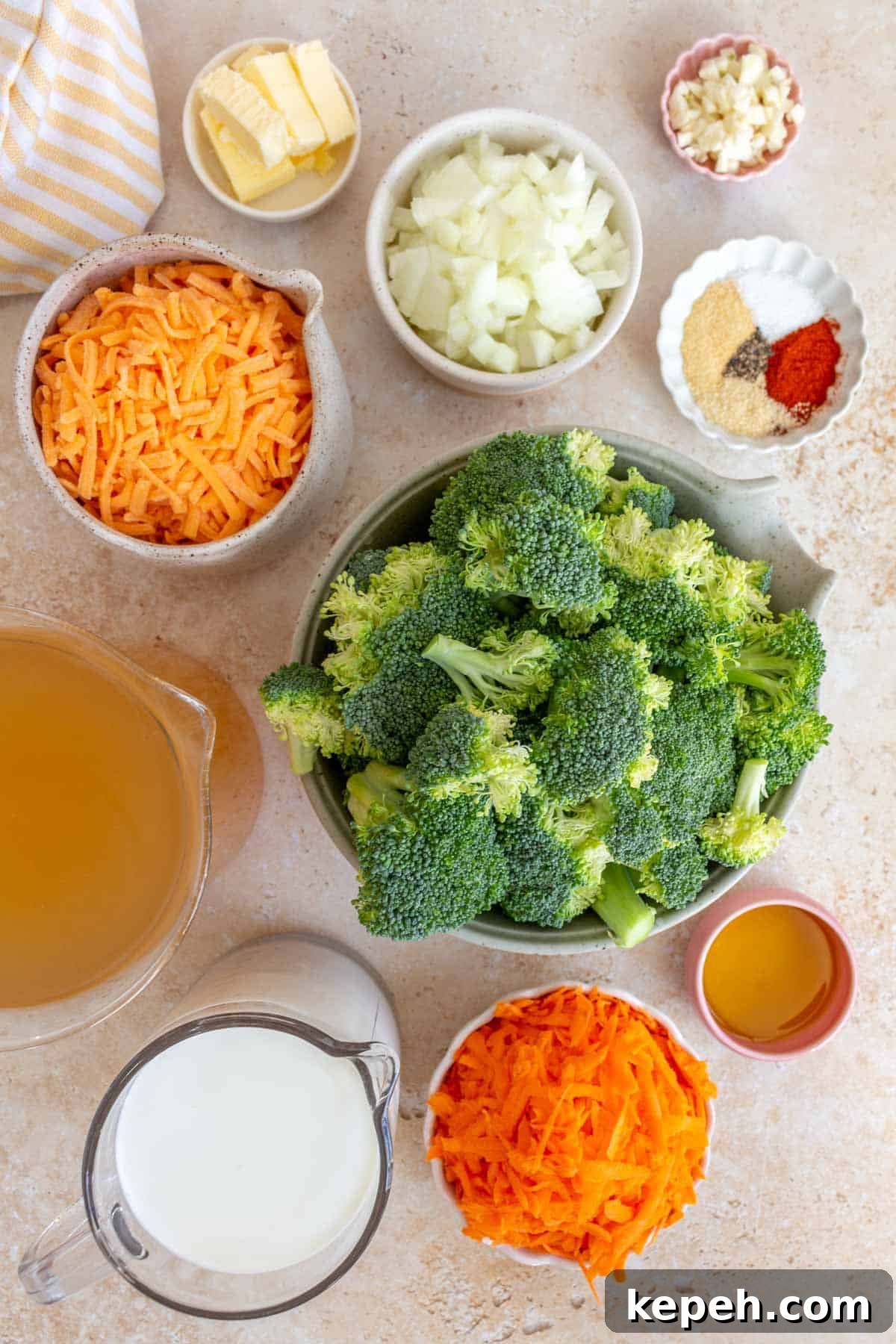 Creamy Instant Pot Broccoli and Cheddar Soup Recipe 3 Ingredients needed to make Instant Pot broccoli cheddar soup.