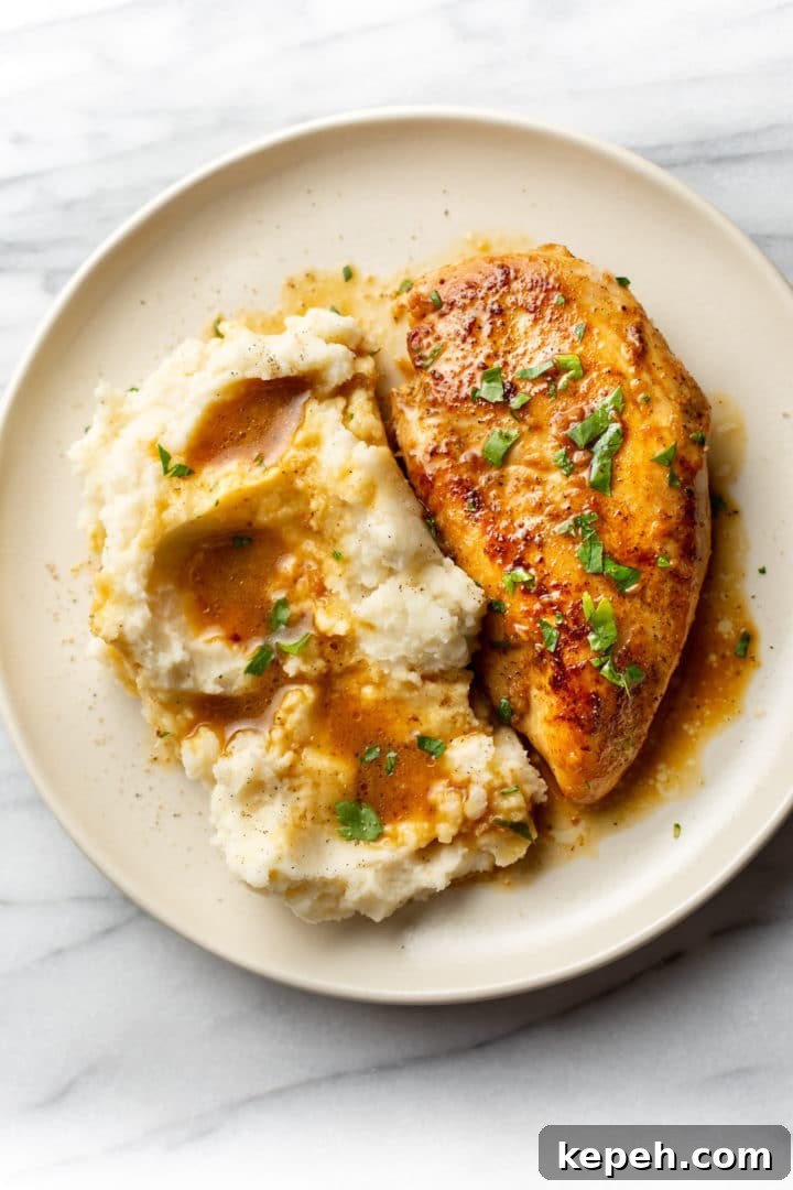 Cajun Garlic Butter Chicken Skillet Recipe 3 Cajun garlic butter chicken plated with mashed potatoes