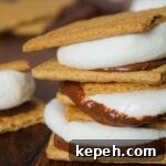Three air fryer s'mores stacked on top of one another.