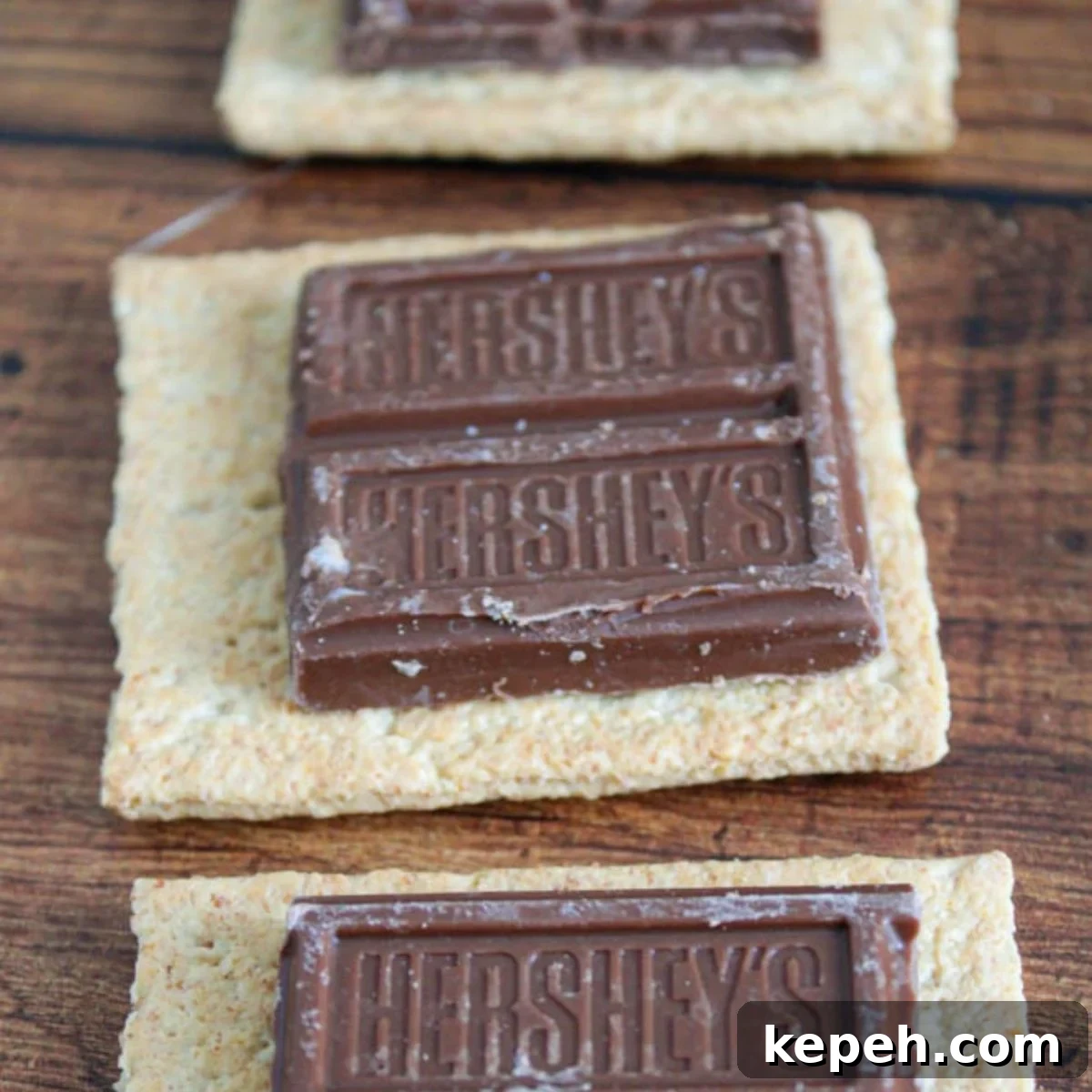 Chocolate square on graham crackers.