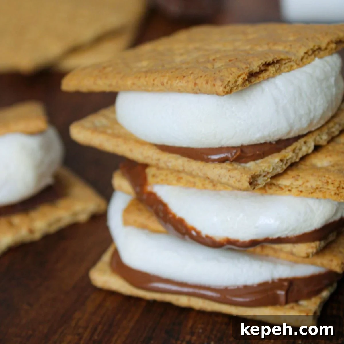 Stack of assembled air fryer s'mores.