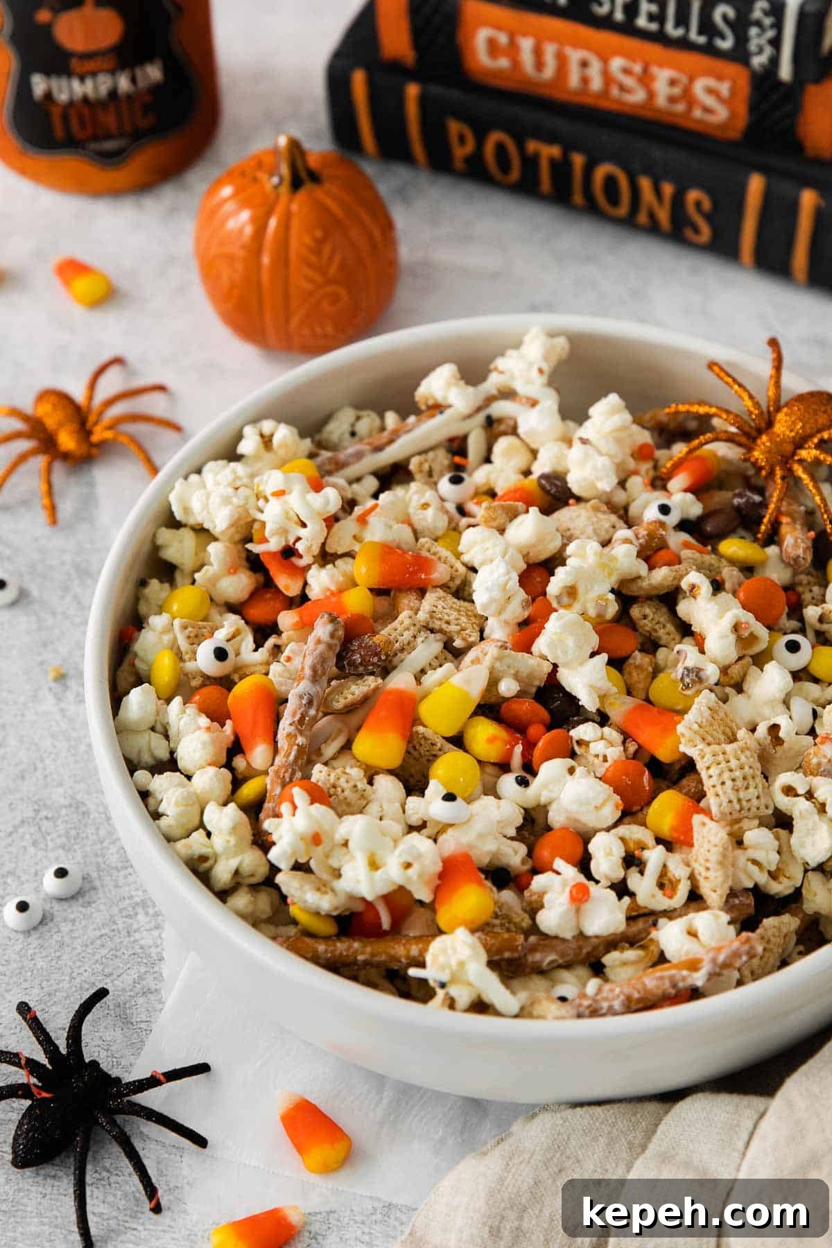 Spooky Halloween Snack Mix Recipes for Party Treats 2 Halloween snack mix in a bowl