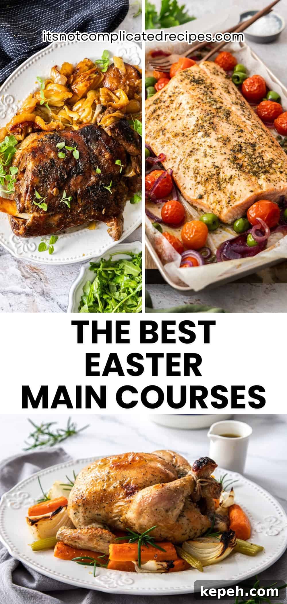 Top Easter Main Courses for a Memorable Holiday Meal 22 Pinterest image with photos of Easter Main Courses.