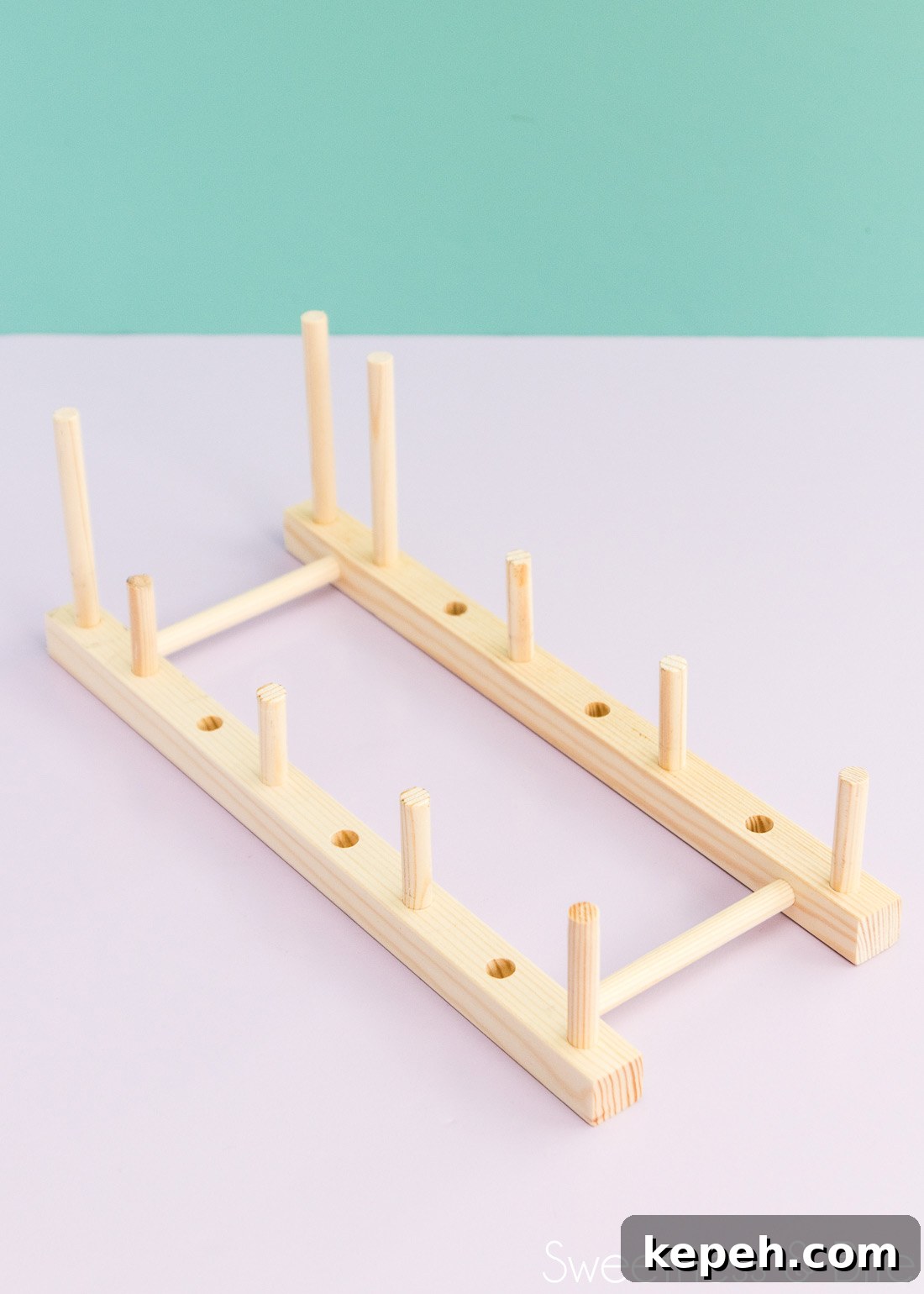 DIY Stand Mixer Attachment Organiser - Make your own handy organiser for your mixer attachments using a wooden plate rack.