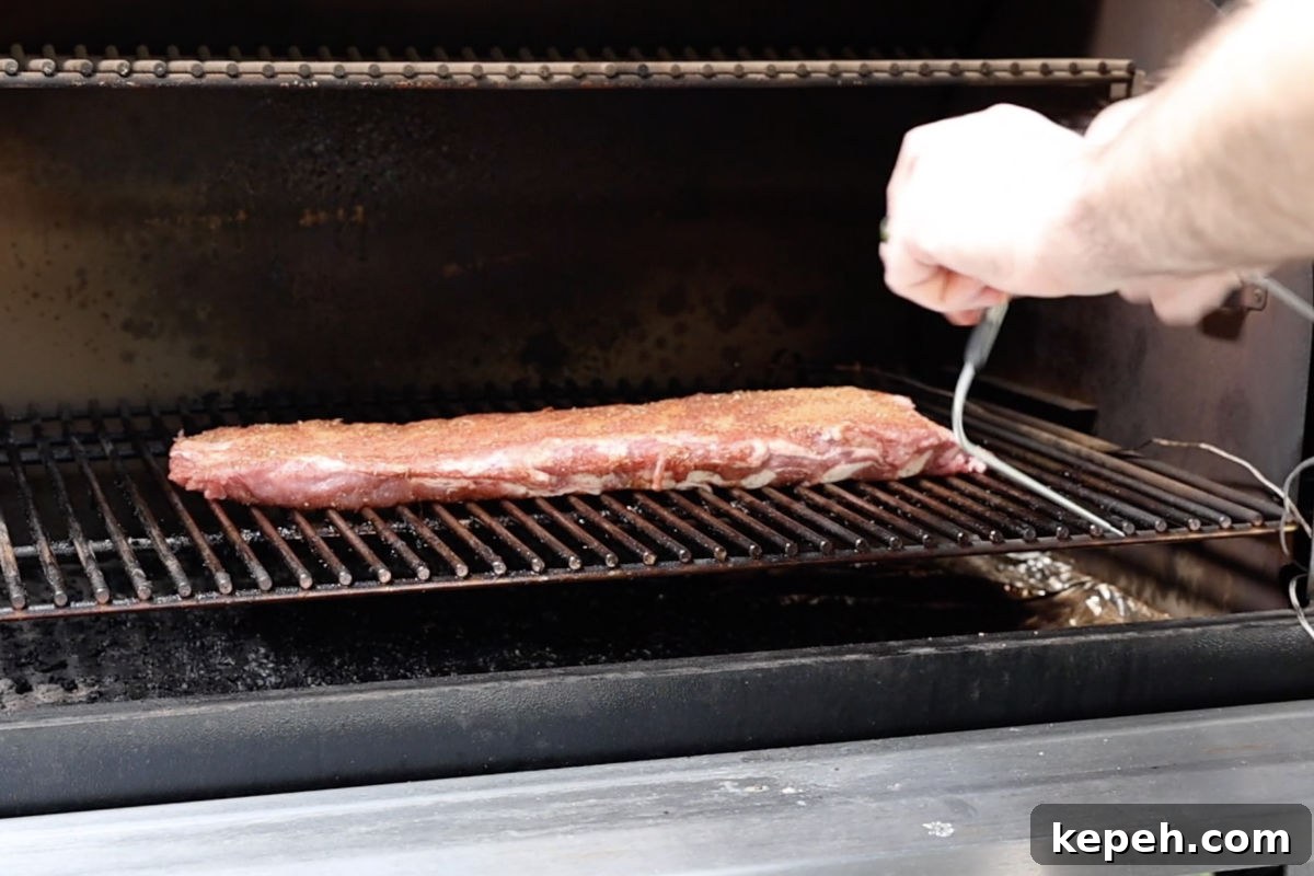 Perfect 3-2-1 Smoked Ribs Recipe for Tender, Fall-Off-the-Bone Results 6 pork spare ribs on the Traeger pellet grill