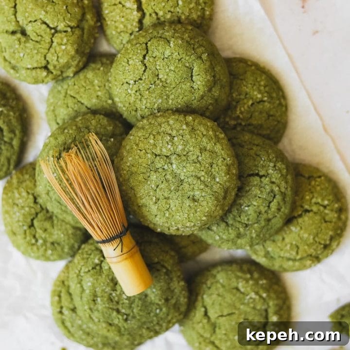 matcha cookies in a pile