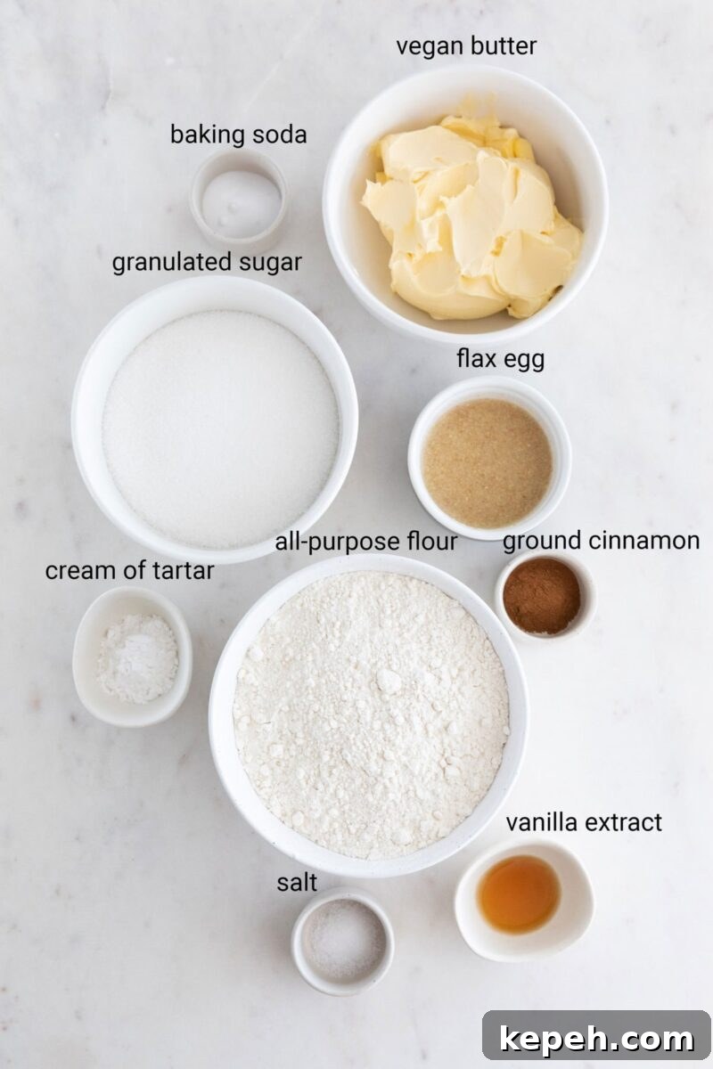 Vegan Snickerdoodle Cookies: Soft Cinnamon Recipe 3 Photo of the ingredients needed to make vegan snickerdoodles