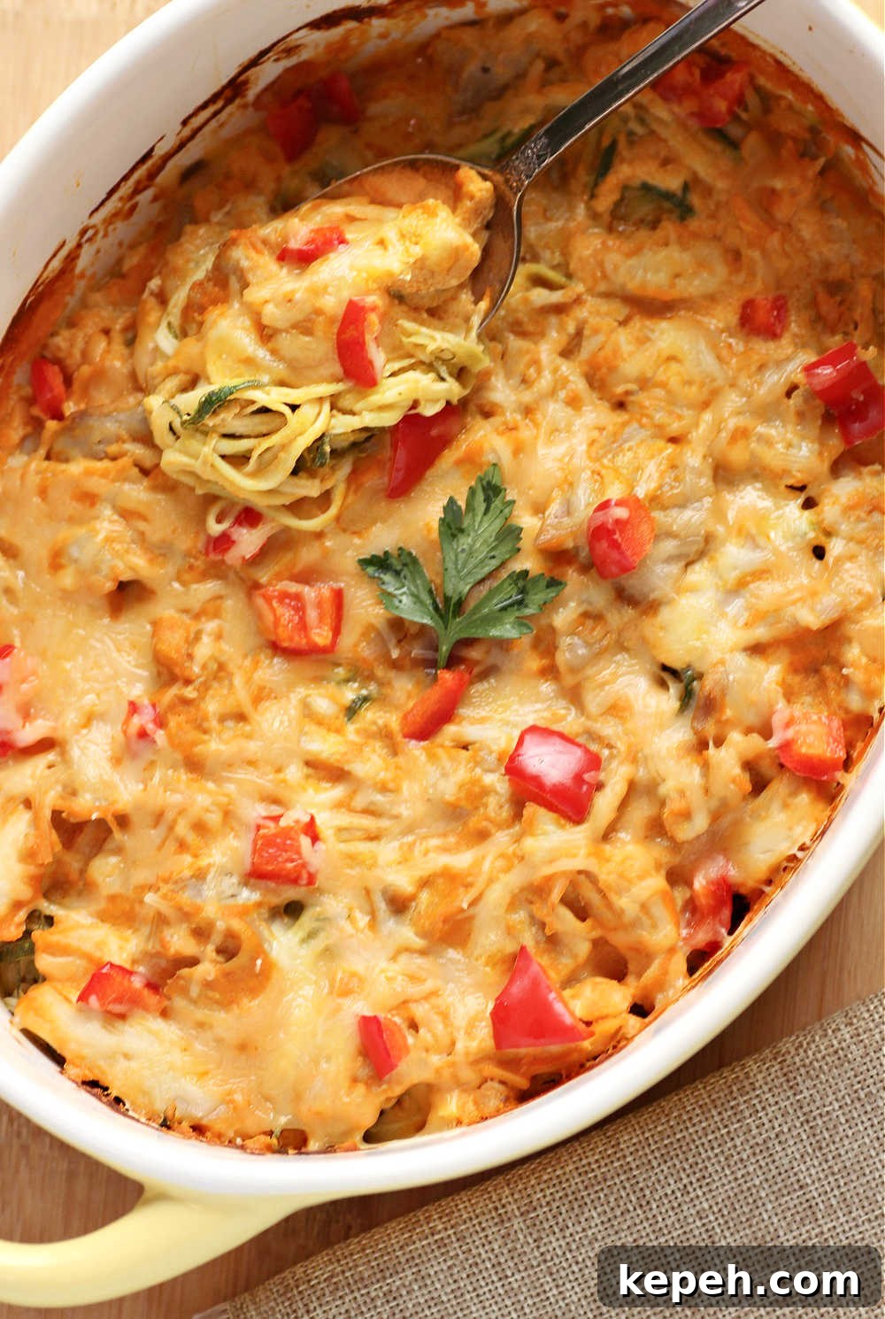 Buffalo Chicken Zoodle Bake with Creamy Cheddar Sauce 3 Creamy Buffalo Chicken Zucchini Noodle Bake- Low Carb, Keto and Gluten Free