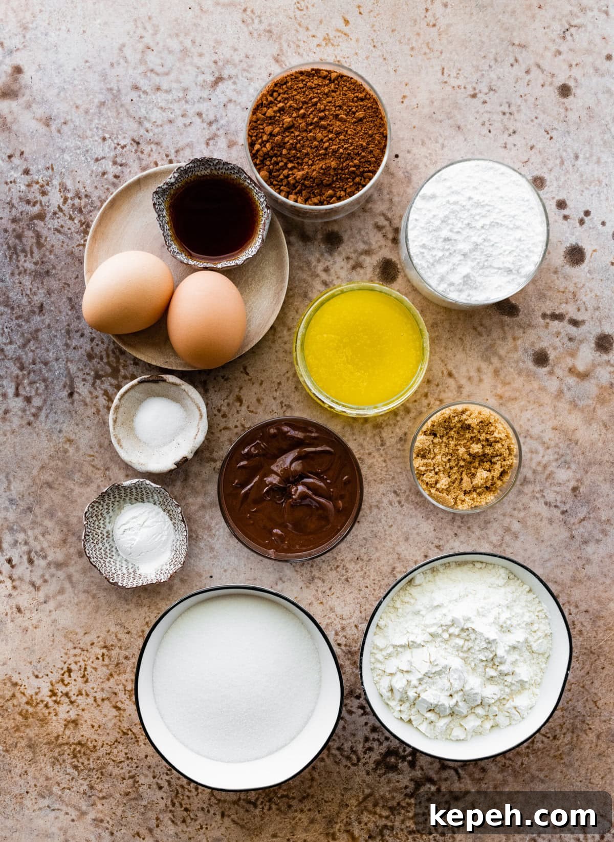 ingredients for chocolate crinkle cookies recipe.