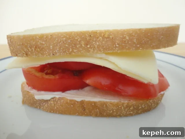Garden Tomato with Mayonnaise and Cheese Sandwich