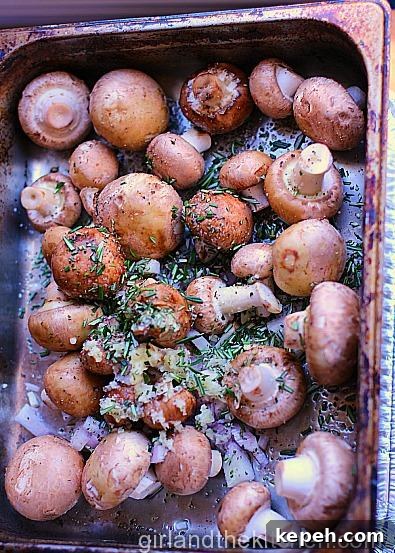 Rosemary Roasted Mushrooms from the Girl and the Kitchen