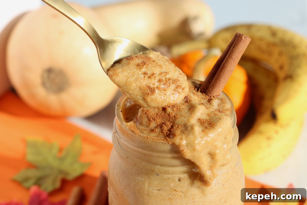Paleo Pumpkin Spice Smoothie (AIP) - a creamy Fall smoothie featuring pumpkin, butternut squash, cinnamon, and maple! | fedandfulfilled.com