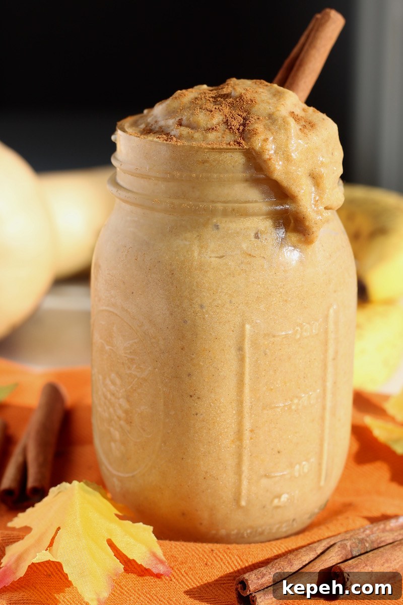 Paleo Pumpkin Spice Smoothie (AIP) - a creamy, dairy-free smoothie featuring pumpkin, butternut squash, and collagen protein powder! | fedandfulfilled.com