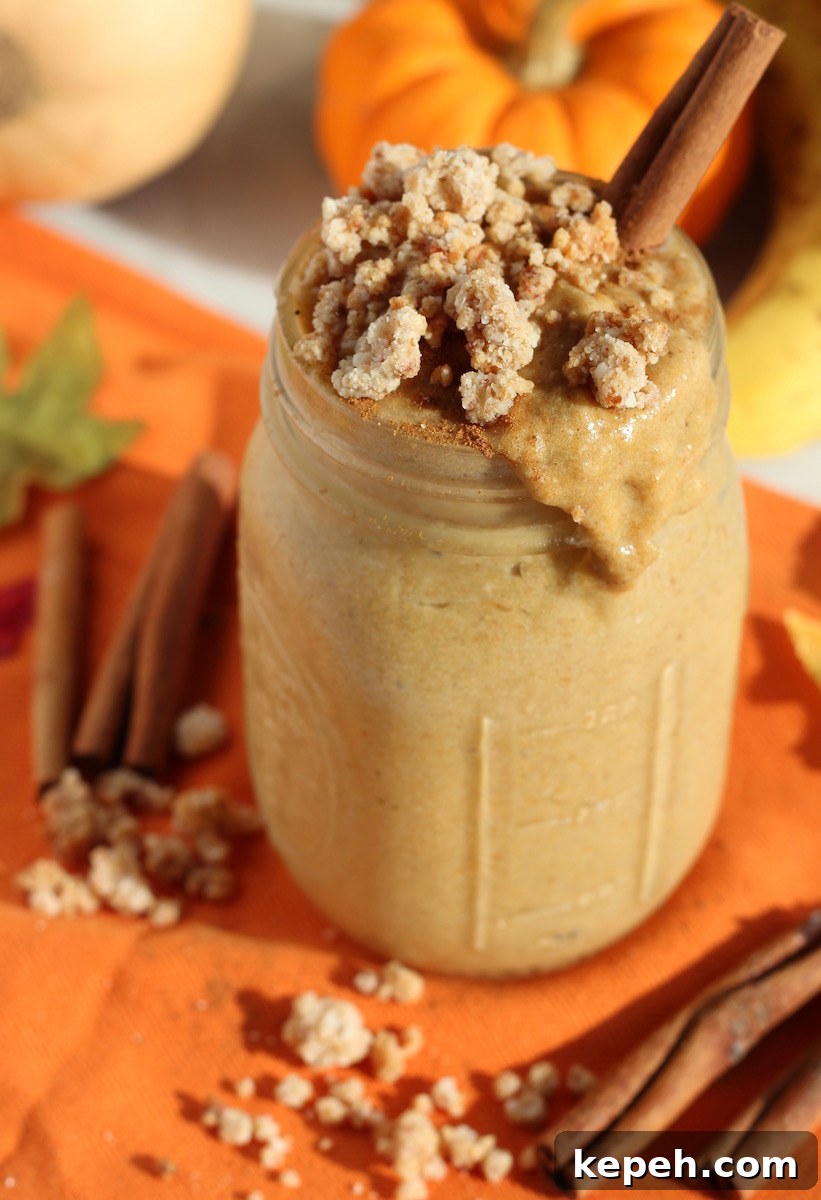 Paleo Pumpkin Spice Smoothie (AIP) - a dairy-free Fall smoothie featuring pumpkin, butternut squash, banana, coconut milk, and collagen protein! | fedandfulfilled.com