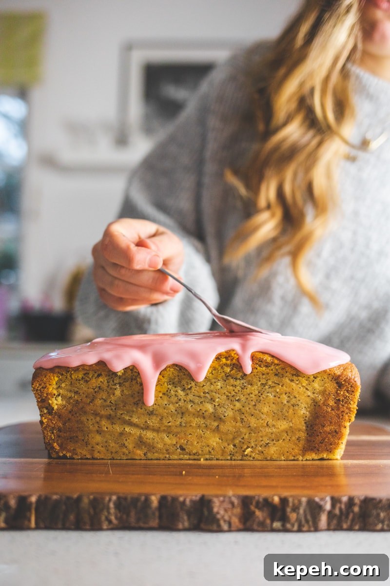 Icing the Blood Orange & Poppy Seed Loaf Cake - Georgie Eats