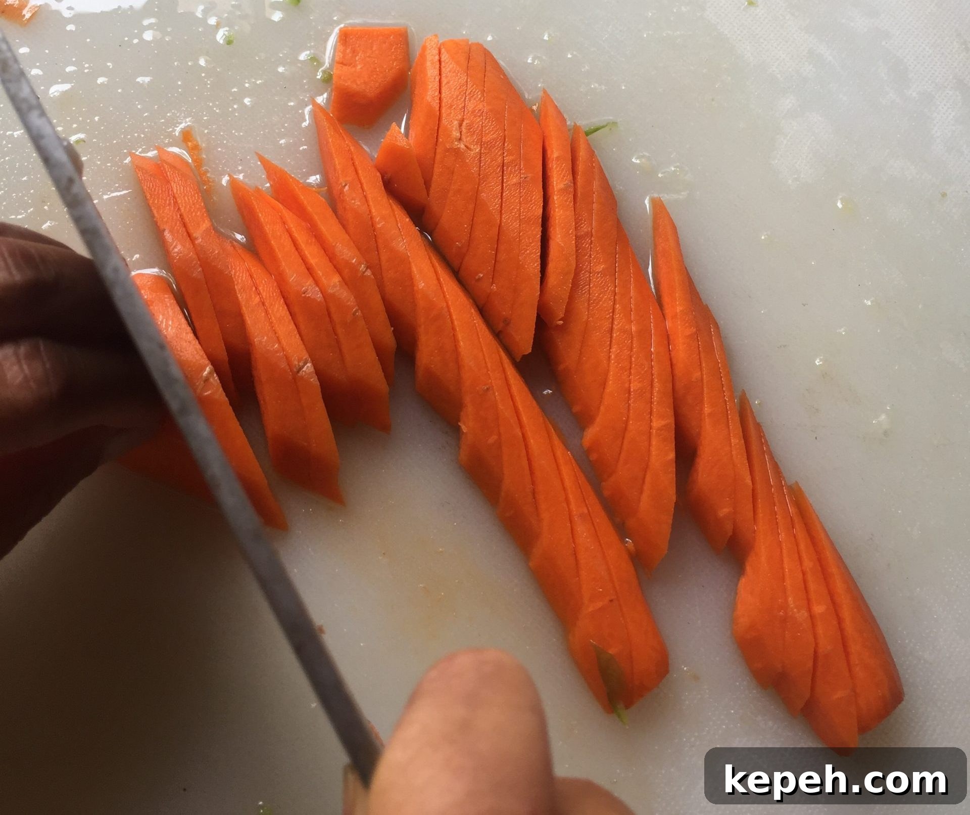 Uniformly cut carrots.