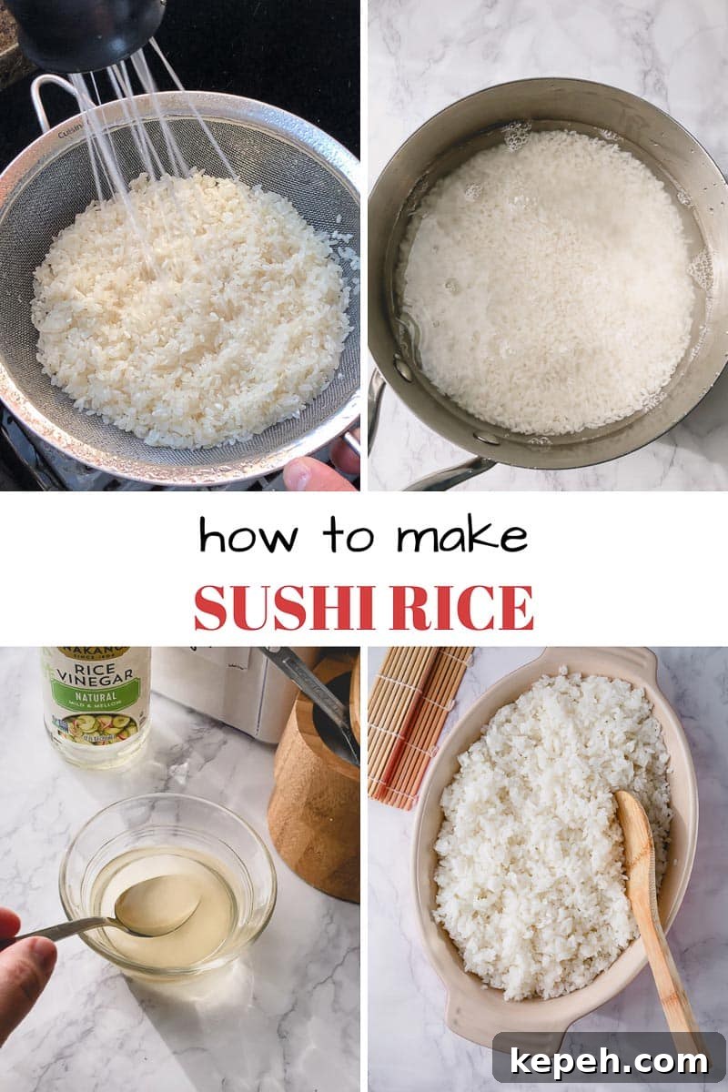 Homemade Sushi Roll Recipe: Step-by-Step Guide for Perfect Rolls 4 Step by step photos of cooking sushi rice.
