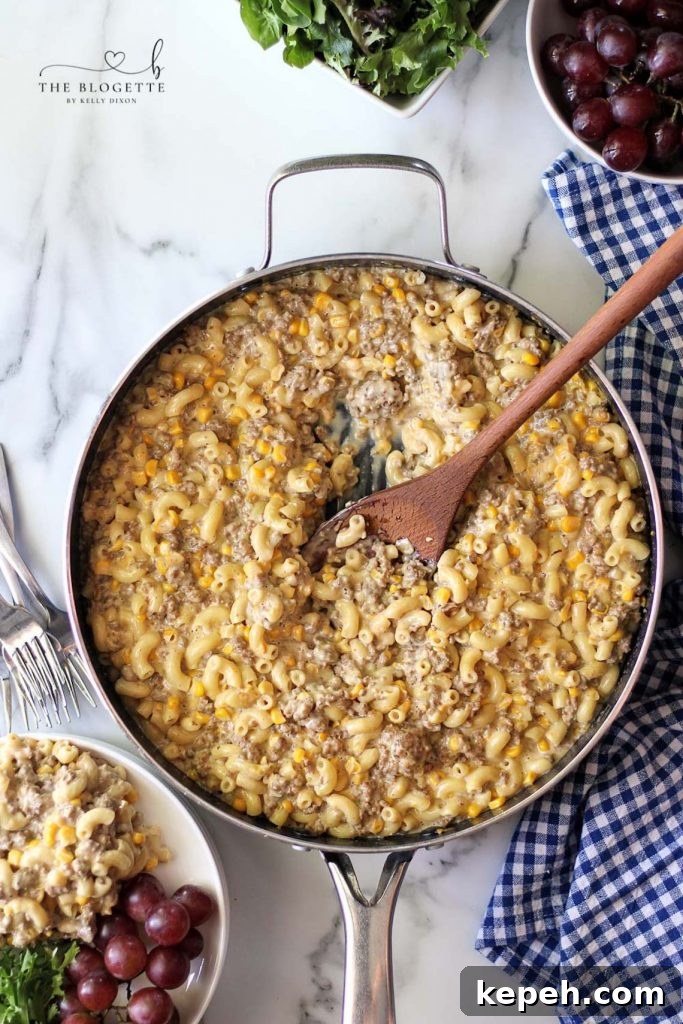Homemade Cheesy Beef and Pasta Skillet (Copycat Hamburger Helper) 2 This Homemade Hamburger Helper is packed with the flavor we all know and love! Pasta and ground beef covered in a creamy, cheesy sauce.