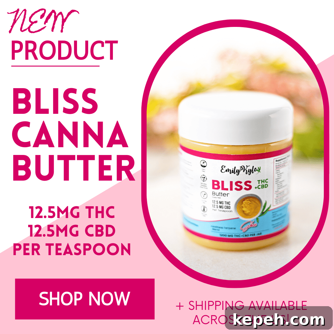 Boost Cannabutter Potency: Tips to Strengthen and Activate It 3 A picture of Emily Kyles Bliss Cannabutter with text as a promo image.