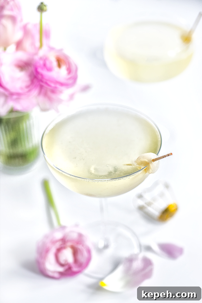 Lychee French 75 Cocktail Lychee French 75 Cocktail