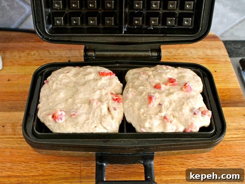 Waffles cooking