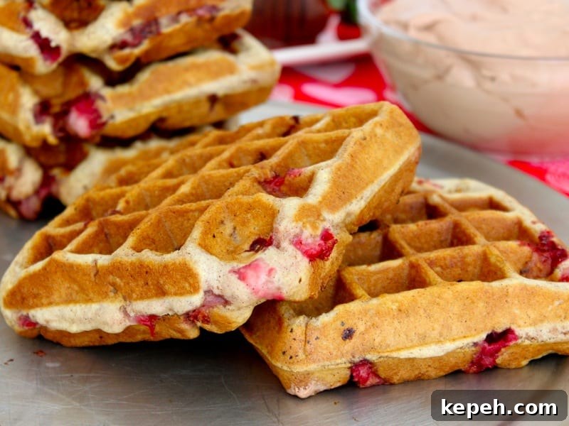 Chocolate whipped cream on waffle
