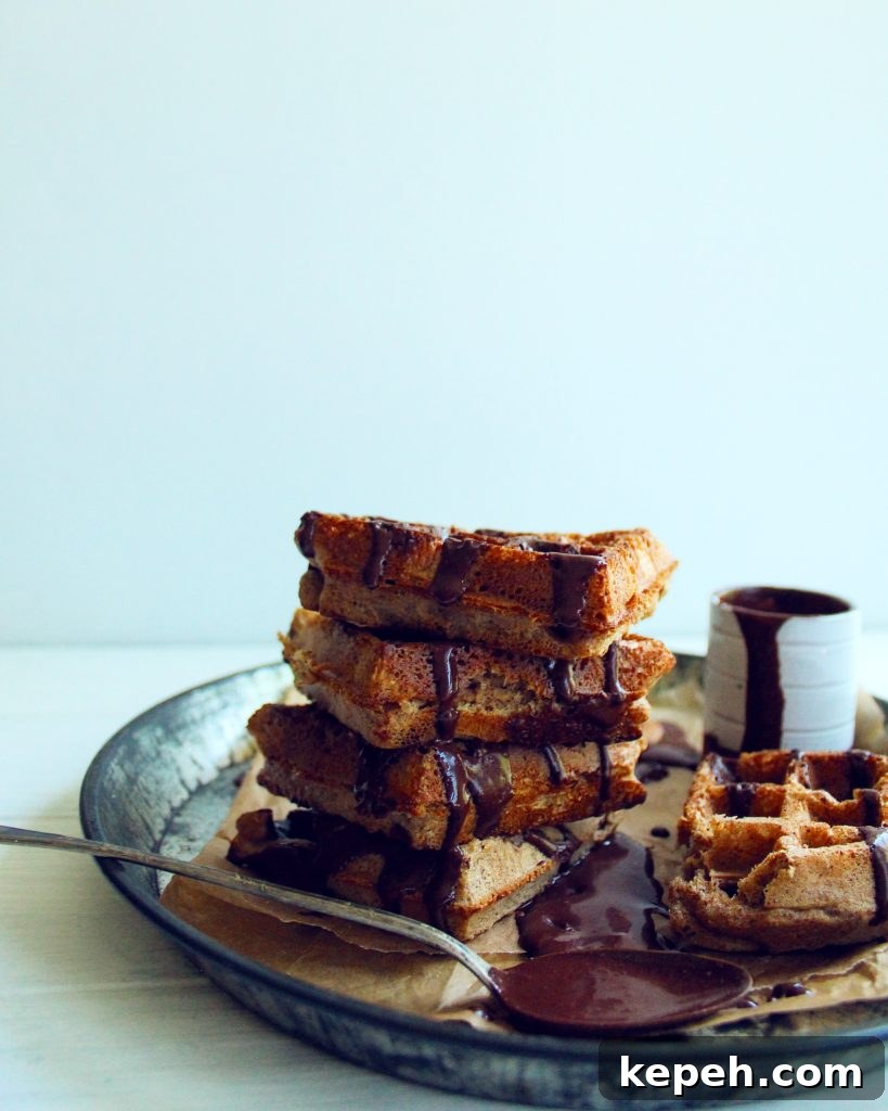 Almond Butter Waffles with Dark Chocolate Sauce 5 Gluten-Free Grain-Free Paleo Healthy Waffles