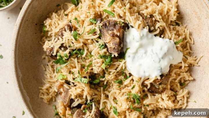 Mutton Pulao in a bowl