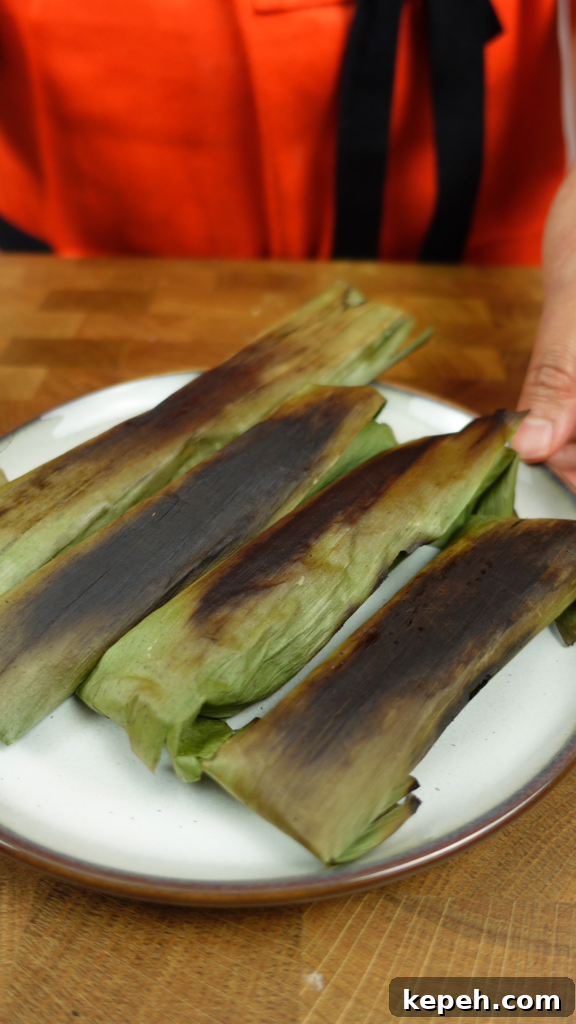 Charred banana leaf