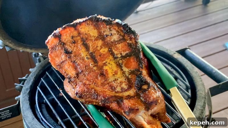Grilled Pork Chops with Fig Jam Glaze — Big Green Egg Recipe 8 Grilled Kurobuta Pork Chops with a Fig Jam Glaze