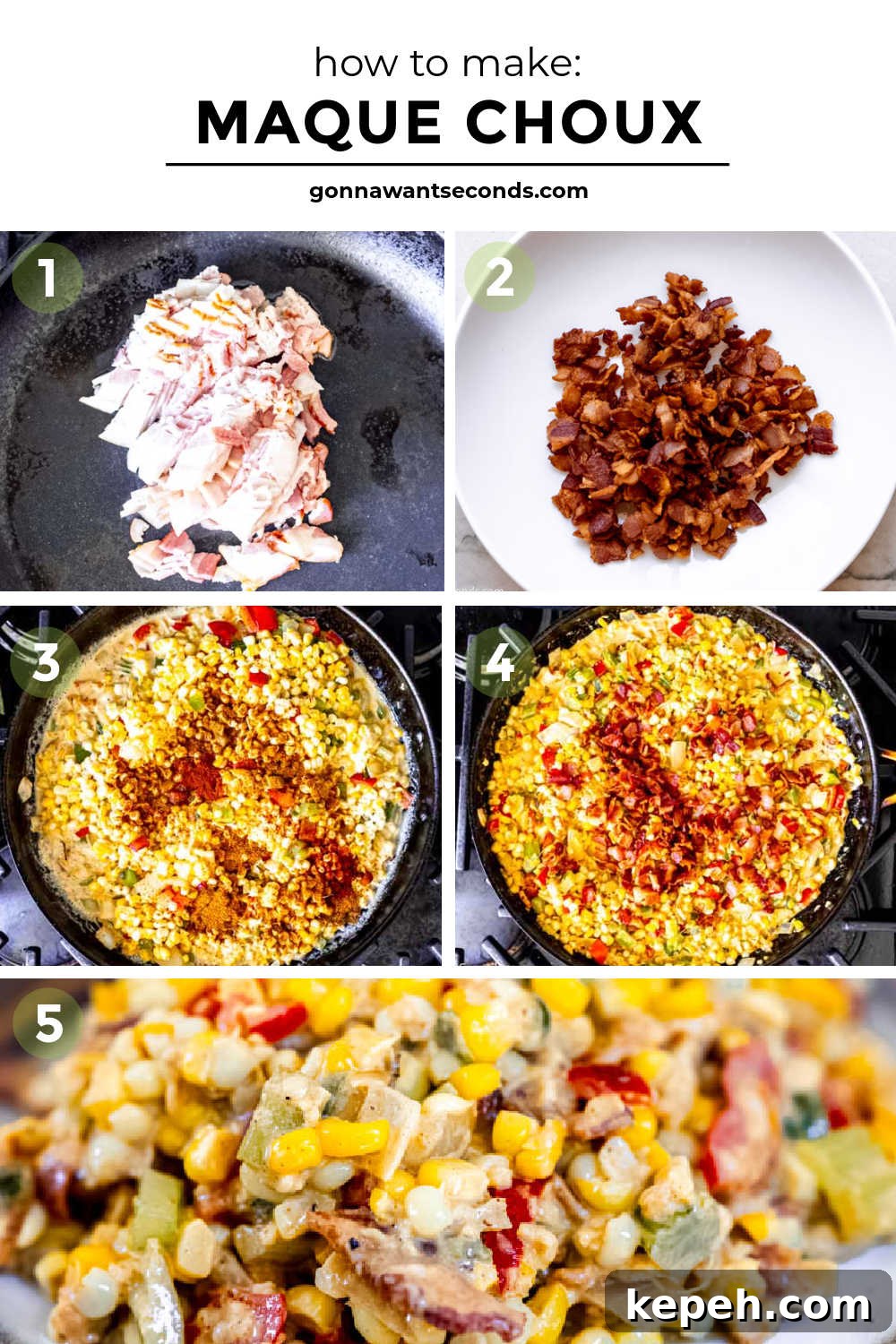step by step how to make maque choux