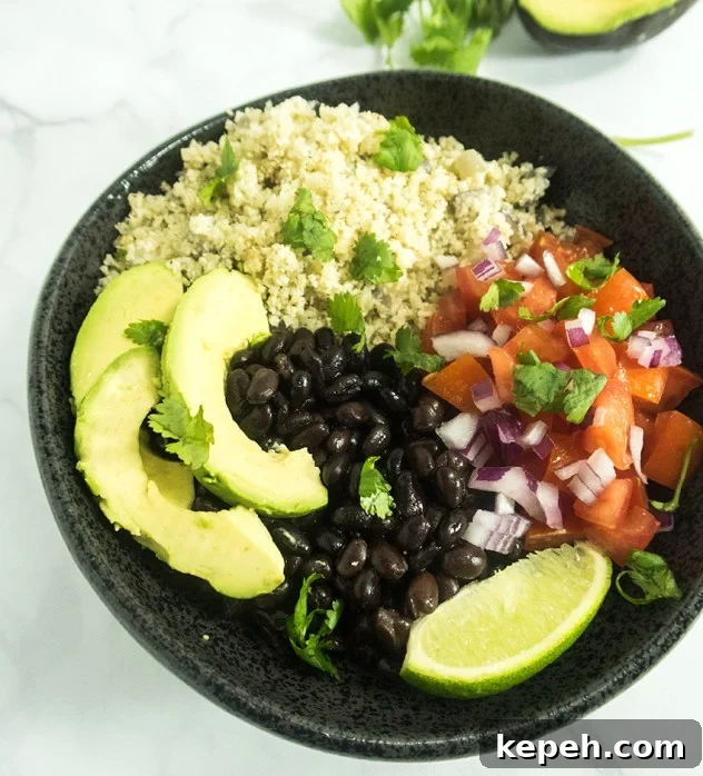 Cauliflower Rice: How to Make It + 16 Delicious Recipes 15 Mexican Cauliflower Rice Burrito Bowl