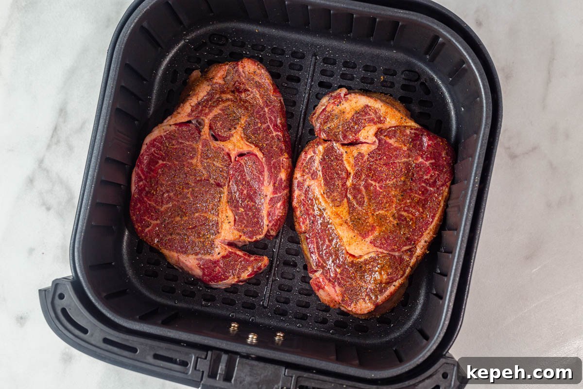 Perfect Ribeye Steak in the Air Fryer: Juicy, Quick Method 7 steak in the air fryer.