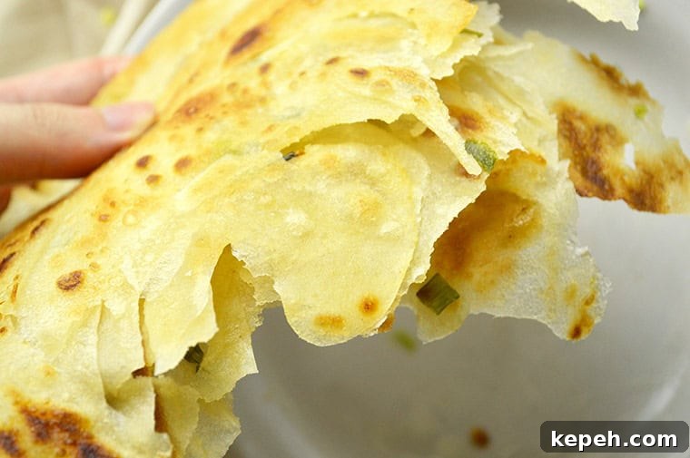 Crispy Chinese Scallion Pancakes Recipe with Step-by-Step Guide 6 flaky scallion pancakes