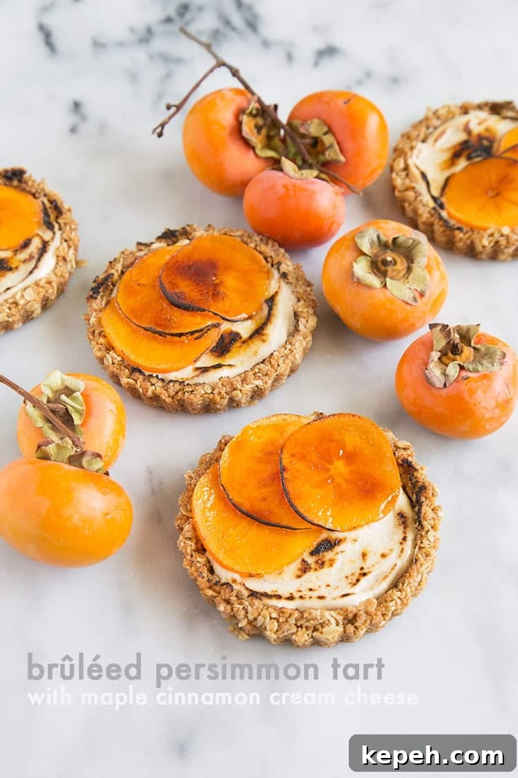 Maple Cinnamon Cream Cheese Brûléed Persimmon Tarts 3 Brûléed Persimmon Tart with maple cinnamon cream cheese