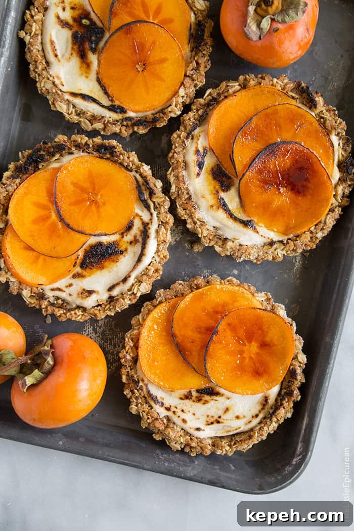 Maple Cinnamon Cream Cheese Brûléed Persimmon Tarts 6 Brûléed Persimmon Tart with maple cinnamon cream cheese