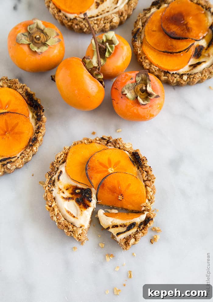 Maple Cinnamon Cream Cheese Brûléed Persimmon Tarts 8 Brûléed Persimmon Tart with maple cinnamon cream cheese