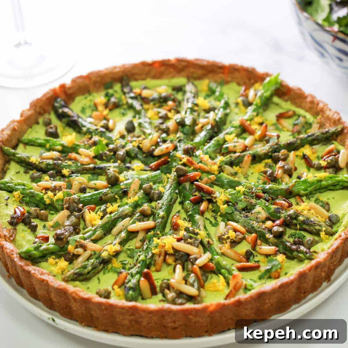 Asparagus and Pesto Macadamia Tart