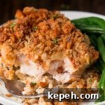 Small serving of Chicken & Wild Rice Casserole.